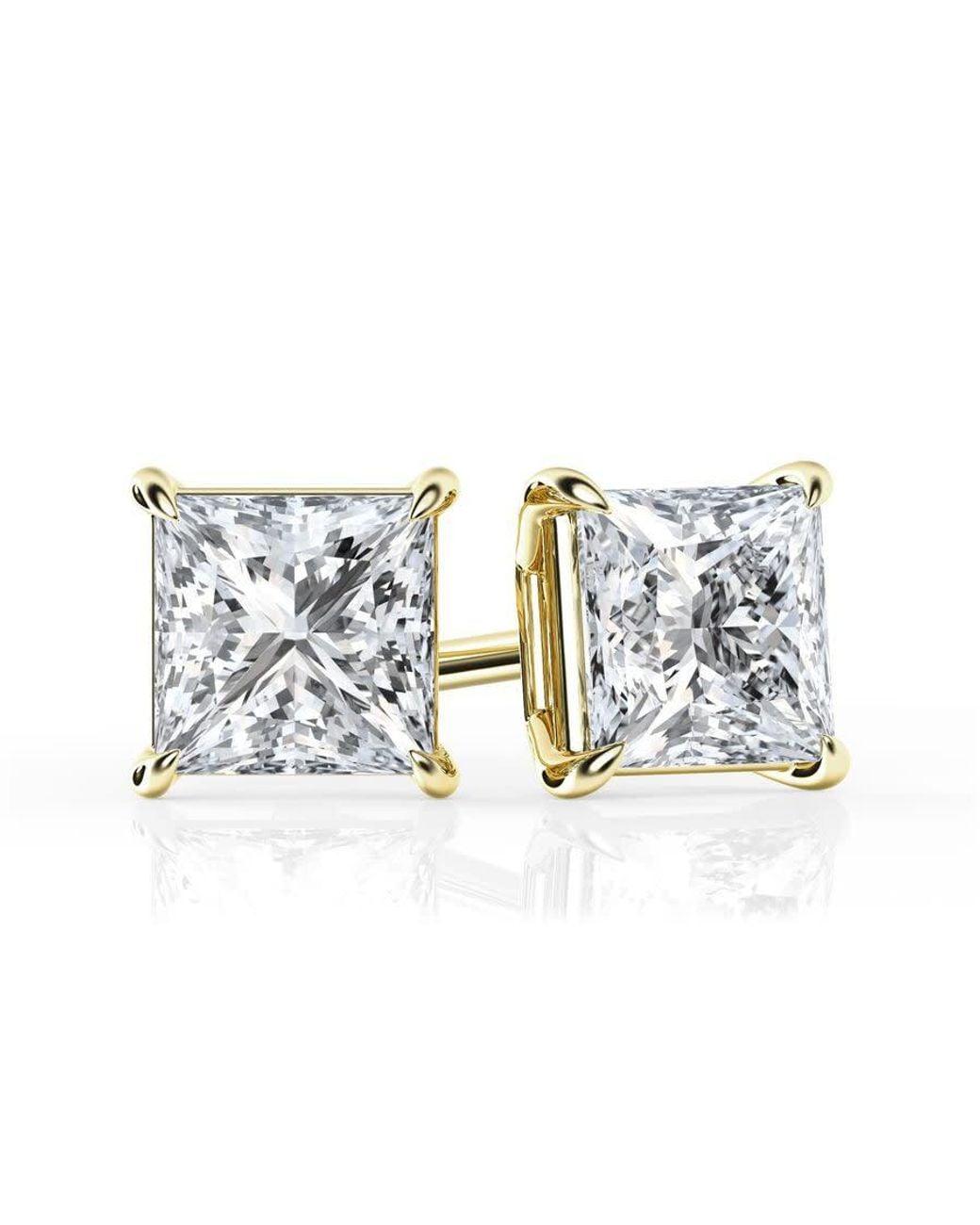 Brilliant Diamond White 1 Carat Princess Cut Lab Grown Diamond Stud Earrings for men