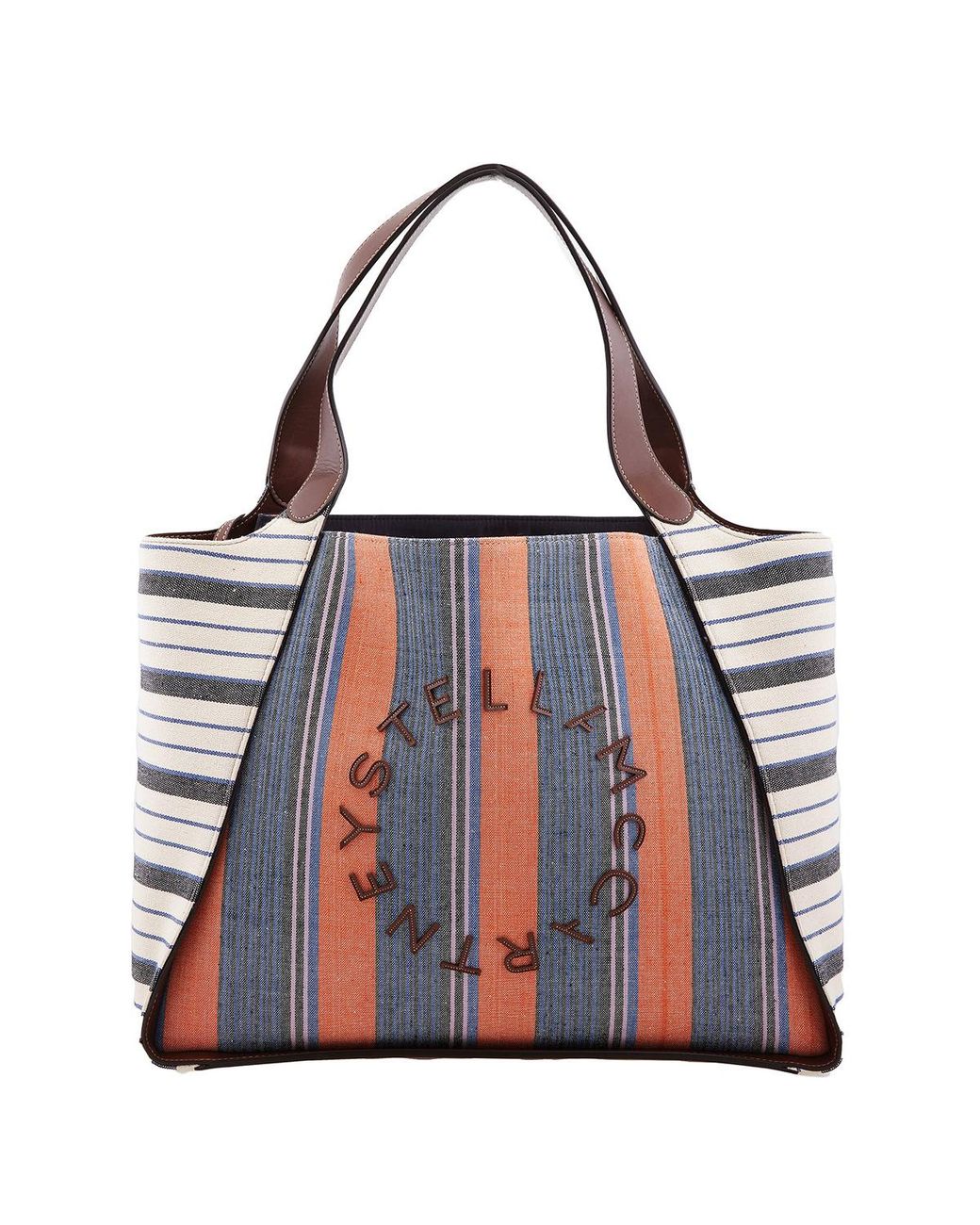 Stella McCartney Blue Logo Lettering Stripe Pattern Tote Bag for men