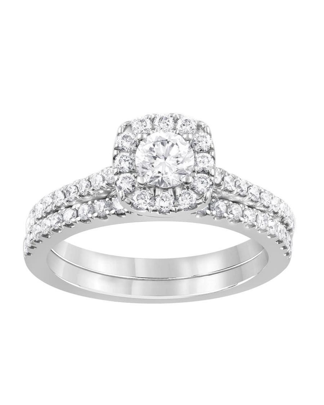 Brilliant Diamond Metallic 14K 1 Cttw Lab Grown Diamond Cushion Bridal Set (G-H, Si1-Si2) for men