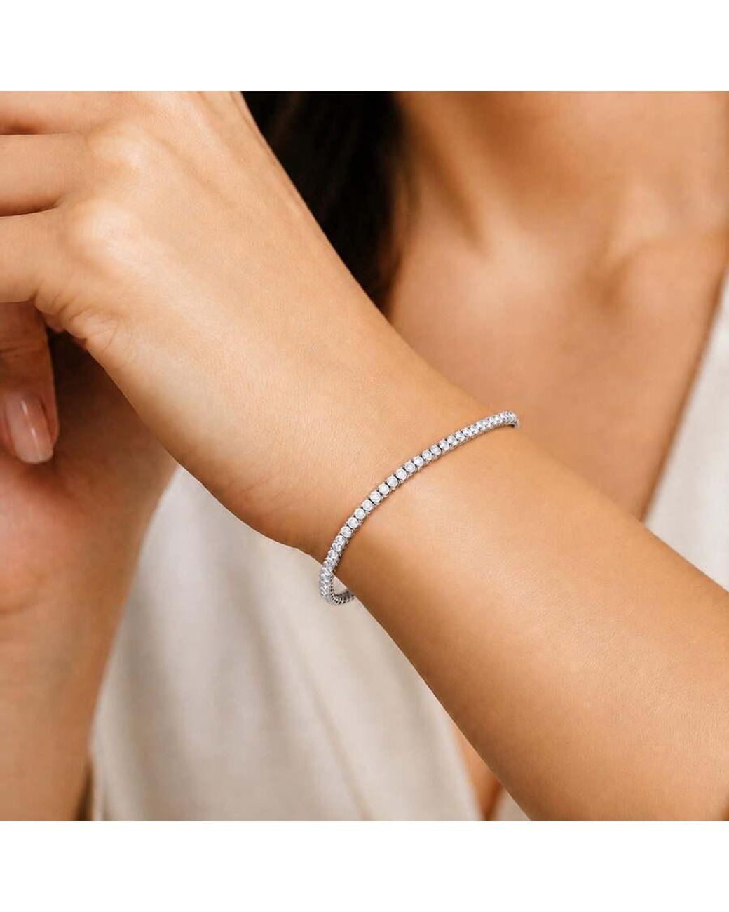 Brilliant Diamond White 5 Cttw Round Lab Grown Diamond Tennis Bracelet for men