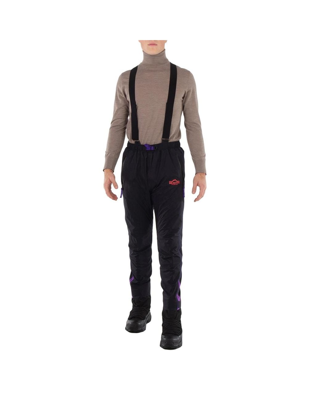 Kolor Black Logo Print Trouser With Suspenders, Brand Size 2 for men