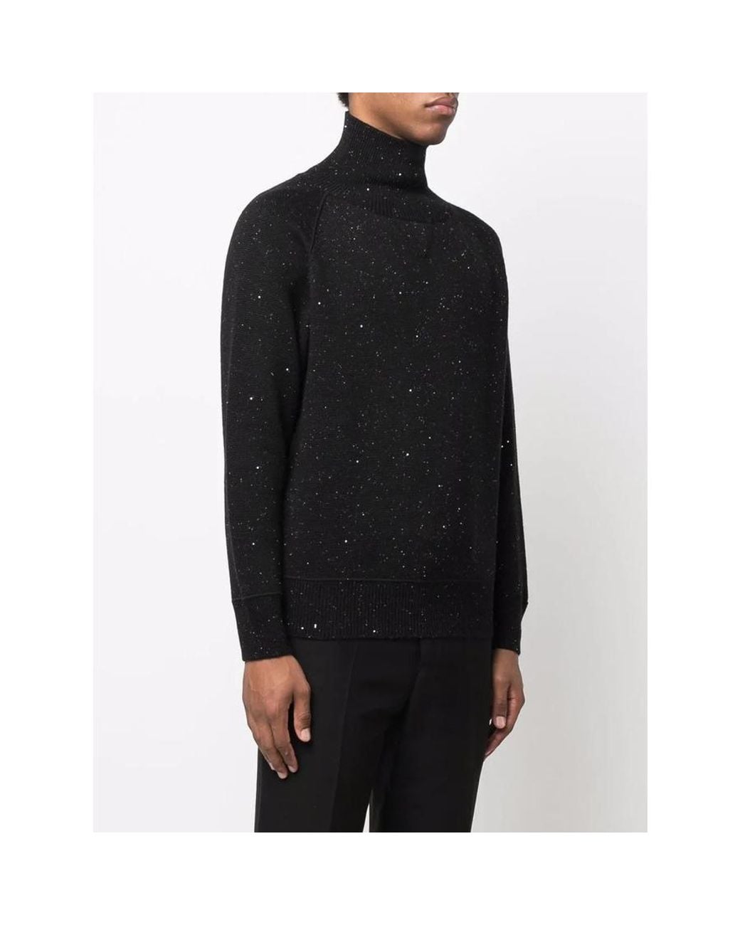 Ferragamo Black Speckle-Knit Roll Neck Jumper for men