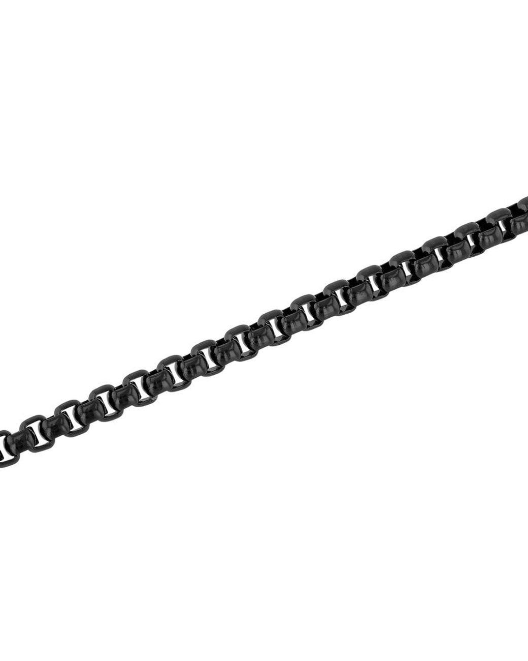 Robert Alton Black Stainless Steel Finish Box Link Chain Bracelet for men