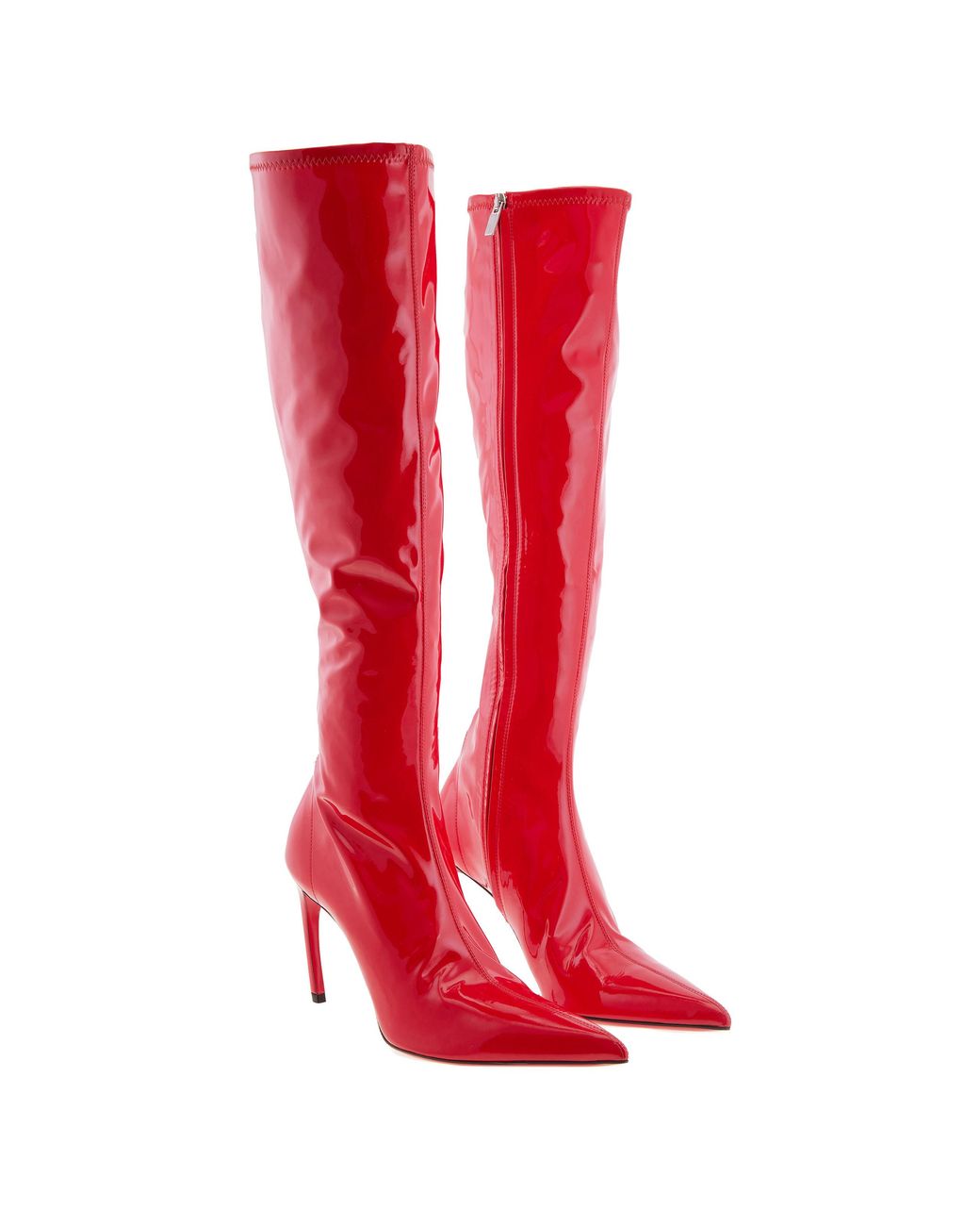 Ferragamo Red Bri High Patent Stretch Boots