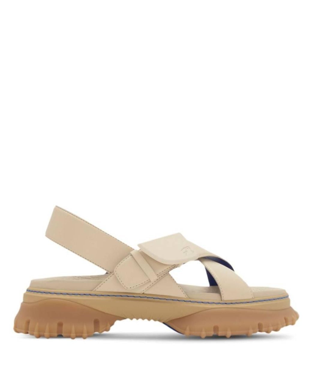 Burberry Natural Equestrian Knight Crossover Leather Sandals, Brand Size 41 Us for men