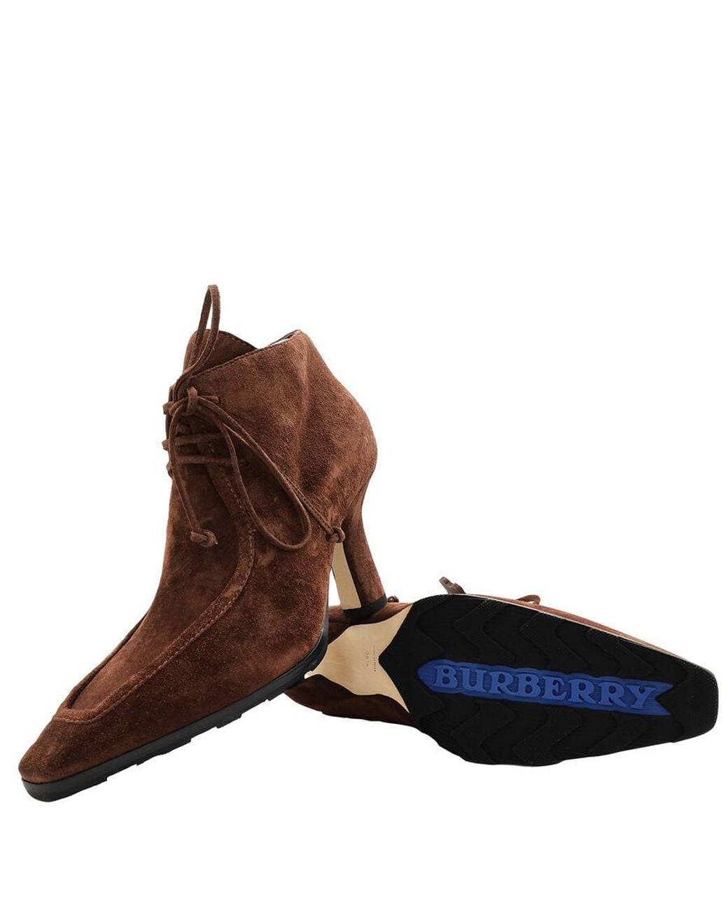 Burberry Brown Suede Storm Lace-Up Ankle Boots, Brand Size 36 Us