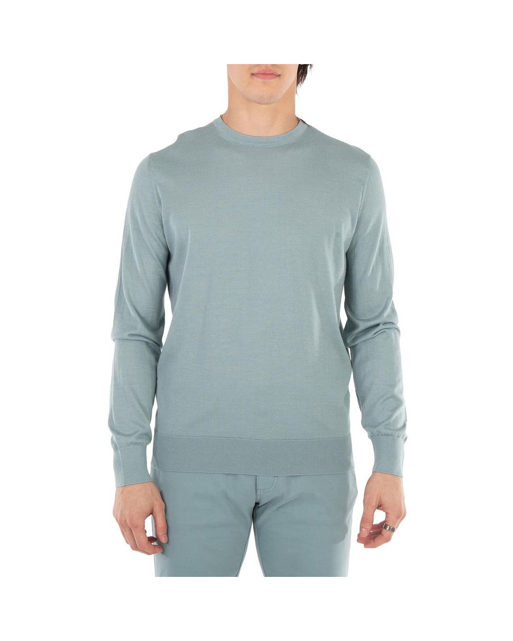 Zegna Blue Ermenegildo Long-Sleeve Cotton Sweatshirt for men