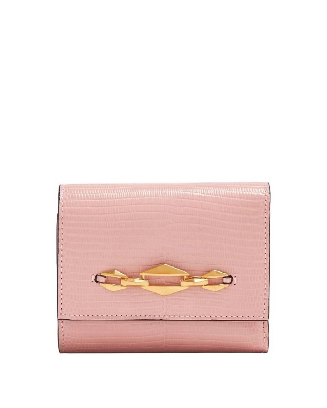 Jimmy Choo Pink Marinda Diamond-Chain Leather Wallet for men
