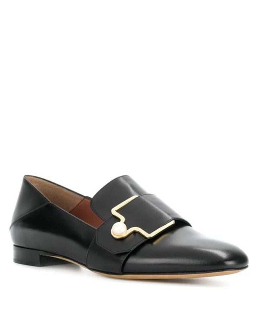 Bally Black Maelle Logo Buckle Leather Loafers, Brand Size 35. Us