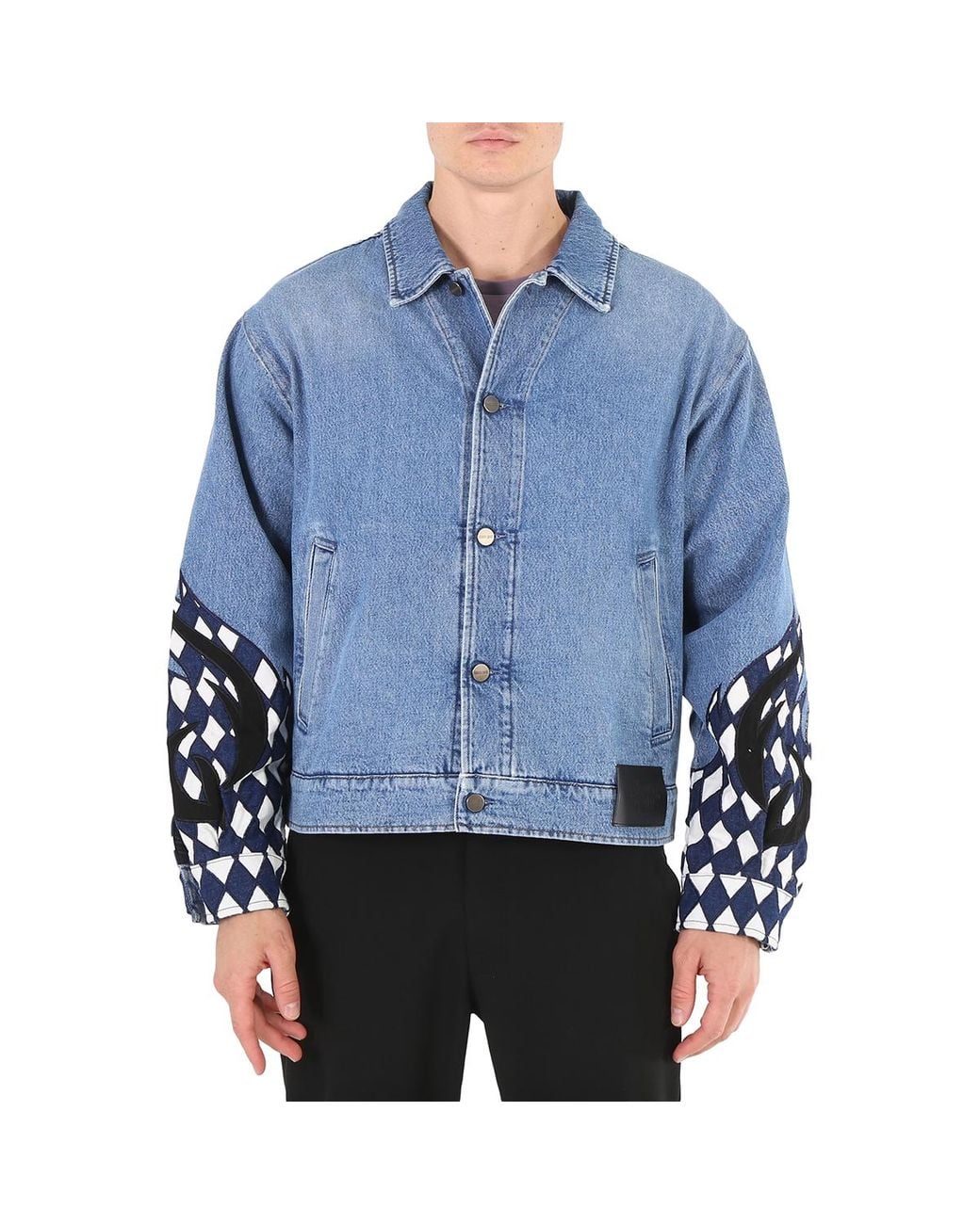 Roberto Cavalli Blue Embroidered Denim Jacket, Brand Size 52 (Us for men