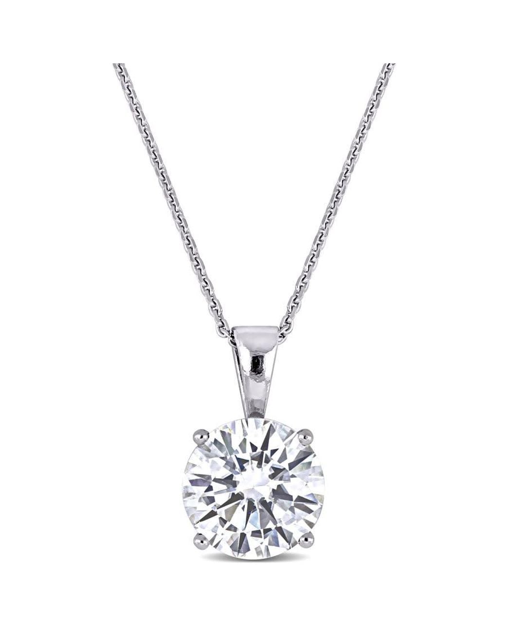Amour Metallic 2 Ct Dew Created Moissanite Solitaire Pendant With Chain for men