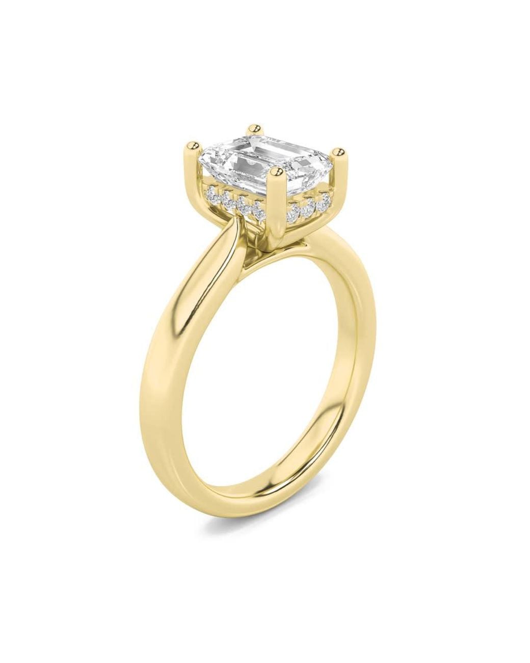 Mure And Co Metallic 1Ctw Emerald Shaped Lab Grown Diamond (F/Vs) Hidden Halo Cathedral Shank Engagement Ring for men