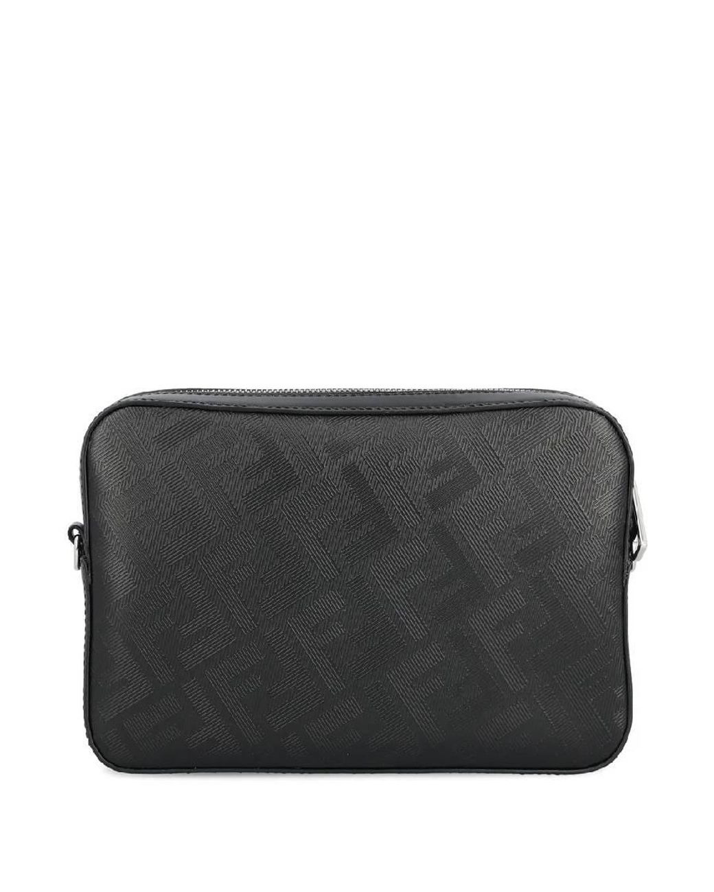 Fendi Black Diagonal Stripe Ff Motif Camera Crossbody Bag for men