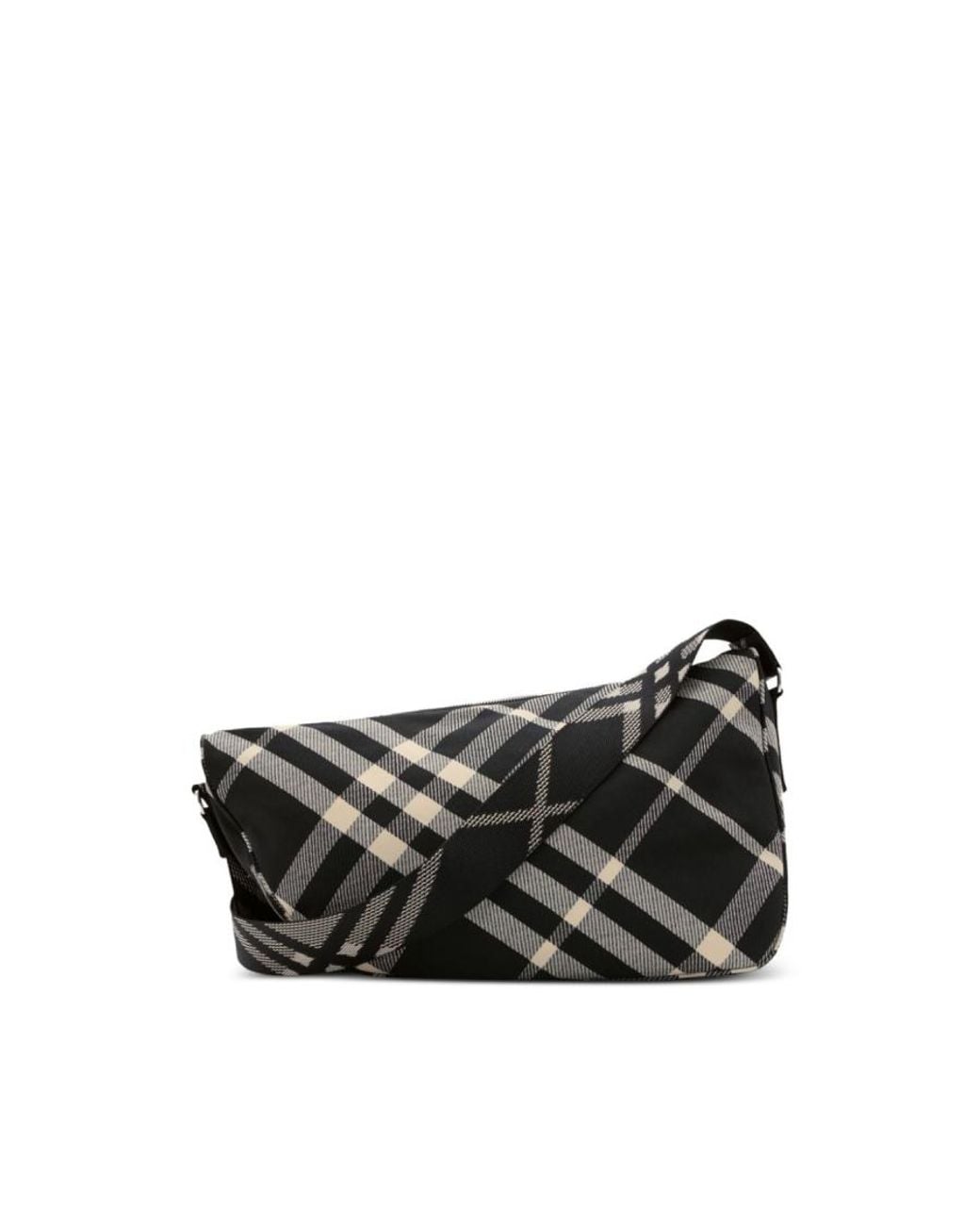 Burberry Black Large Shield Checked Messenger Bag for men
