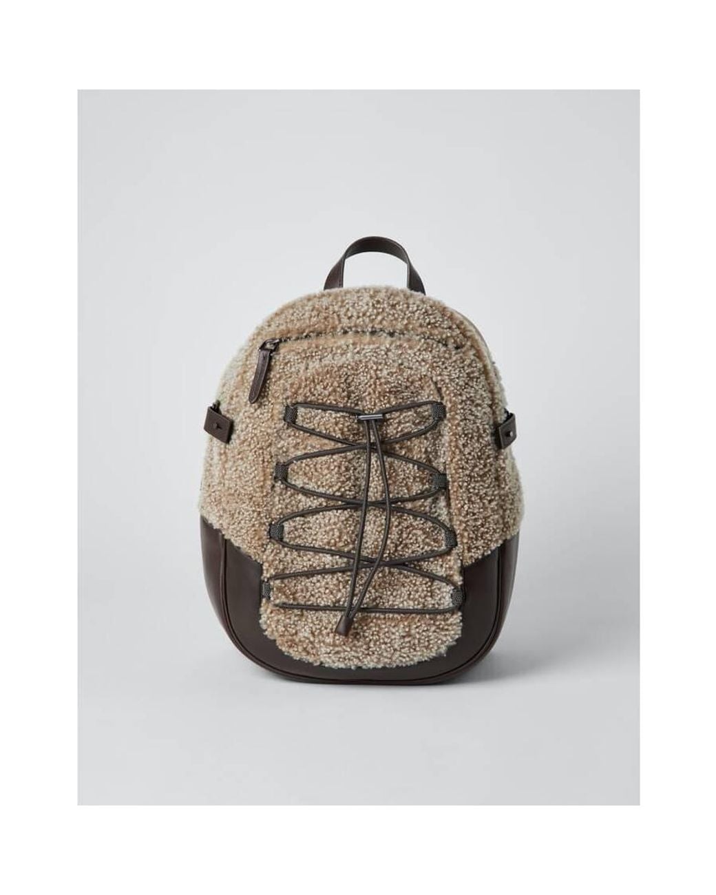 Brunello Cucinelli Metallic Dark Leather Backpack for men