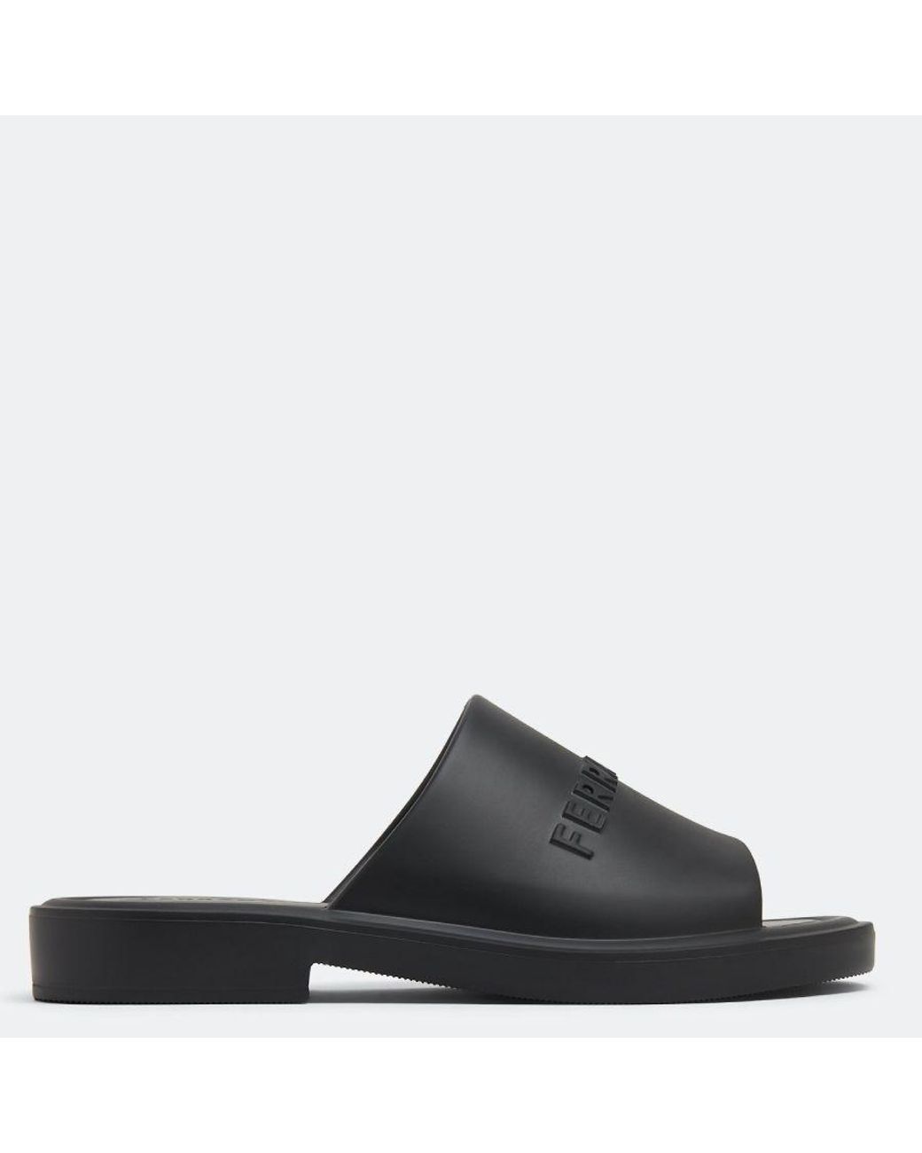 Ferragamo Black Logo-Embossed Slip-On Sandals for men