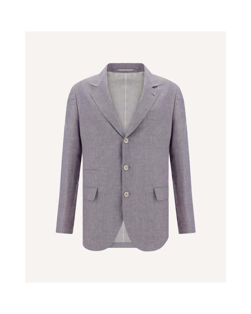Brunello Cucinelli Purple Wool Linen Silk Blazer, Brand Size 48 (Us for men