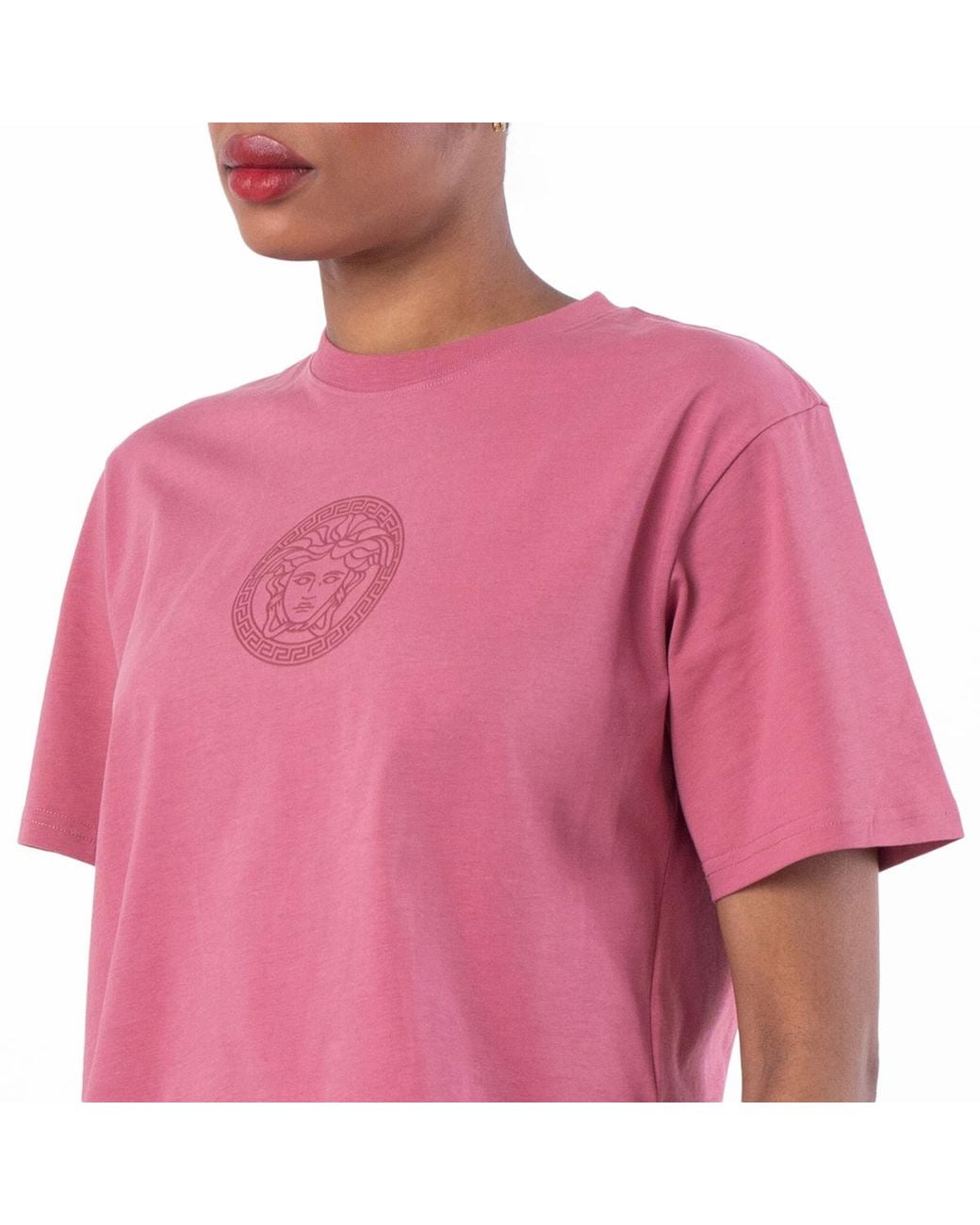 Versace Pink Medusa Cotton Crop T-Shirt, Brand Size 42 Us