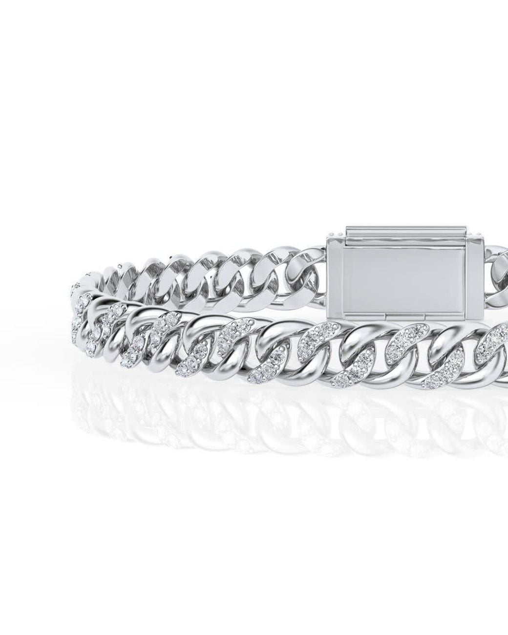 Brilliant Diamond White 3 Ctw Round Lab Grown Diamond Cuban Link Bracelet For for men