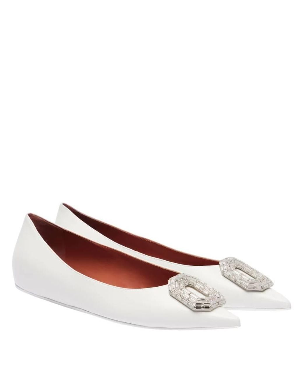 AMINA MUADDI Red Nappa Camelia Ballet Flats