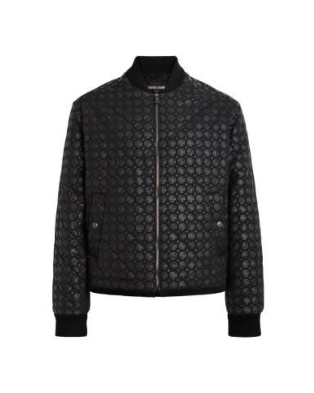Roberto Cavalli Black Monogram Quilted Bomber Jacket, Brand Size 48 Us for men