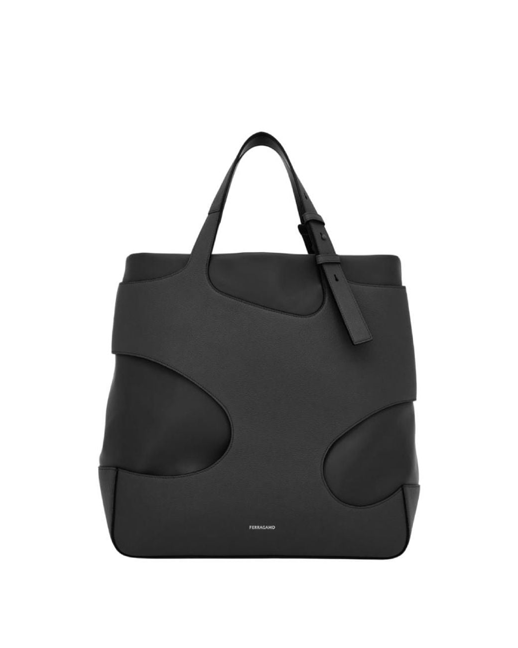 Ferragamo Black Cut-Out Logo Patch Tote Bag for men