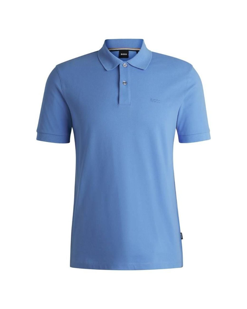 Boss Blue Pallas Logo-Detail Cotton Polo Shirt for men
