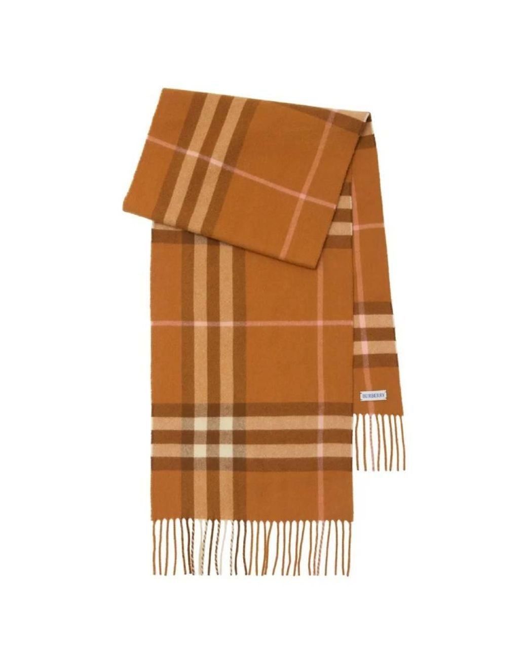 Burberry Brown Check Fringed Cashmere Scarf for men