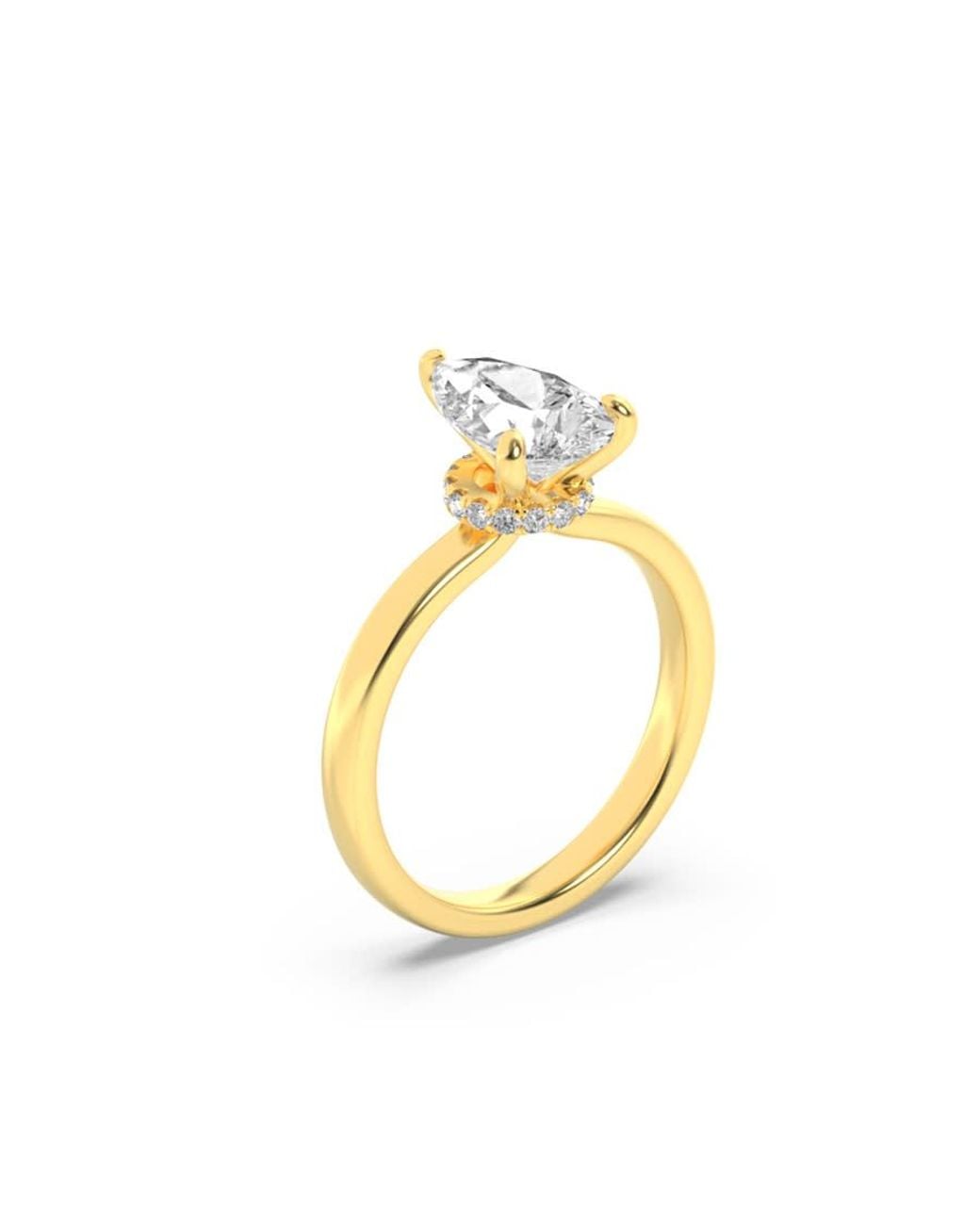 Mure And Co Metallic 1Ctw Pear Shaped Lab Grown Diamond (F/Vs) Hidden Halo Plain Shank Engagement Ring for men