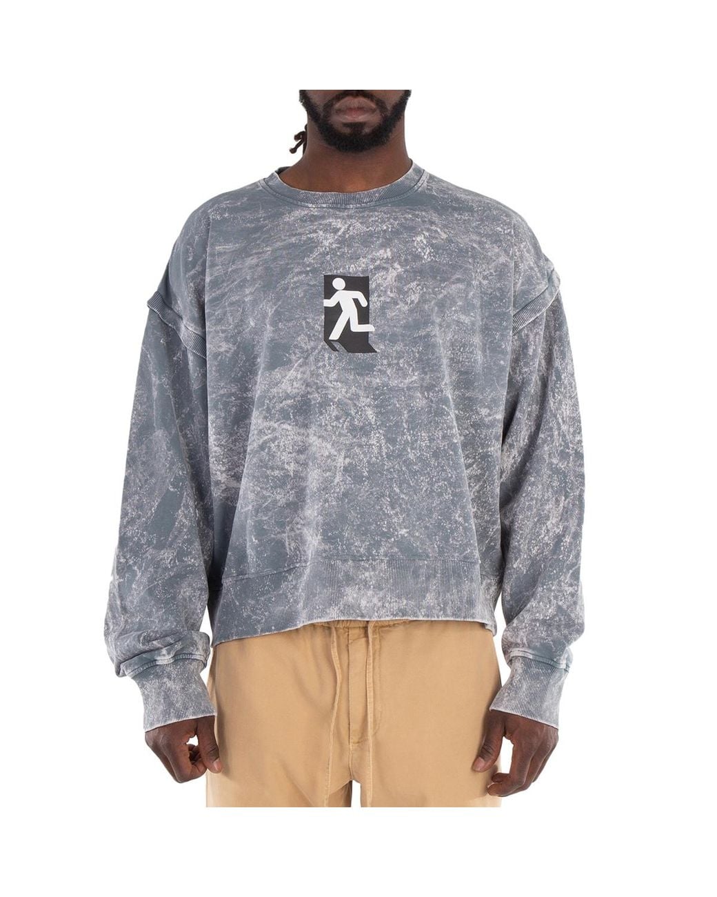 Etudes Studio Blue Marathon Runner Print Washed Sweatshirt for men