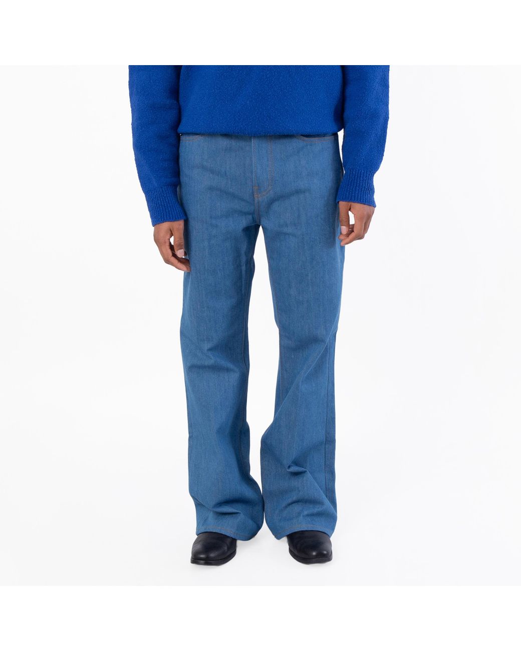 Amiri Blue Retro Crease Flared Jeans, Waist for men