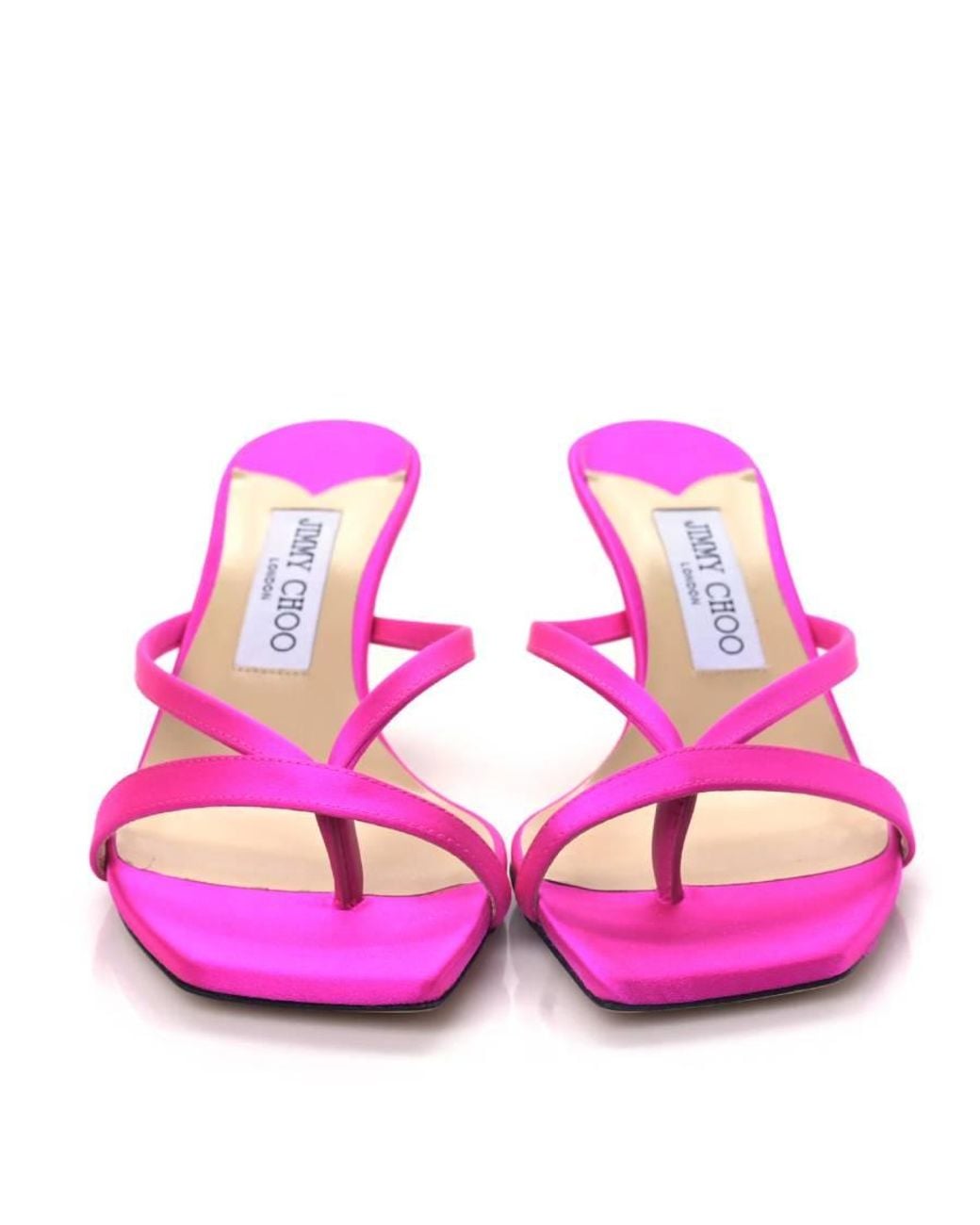 Jimmy Choo Pink Maelie 70Mm Satin Thong Mules, Brand Size 34 Us