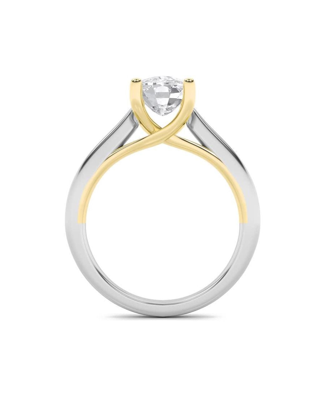 Mure And Co Metallic 2Ctw Elongated Cushion Shaped Lab Grown Diamond (F/Vs) Two Tone Cathedral Shank Engagement Ring for men