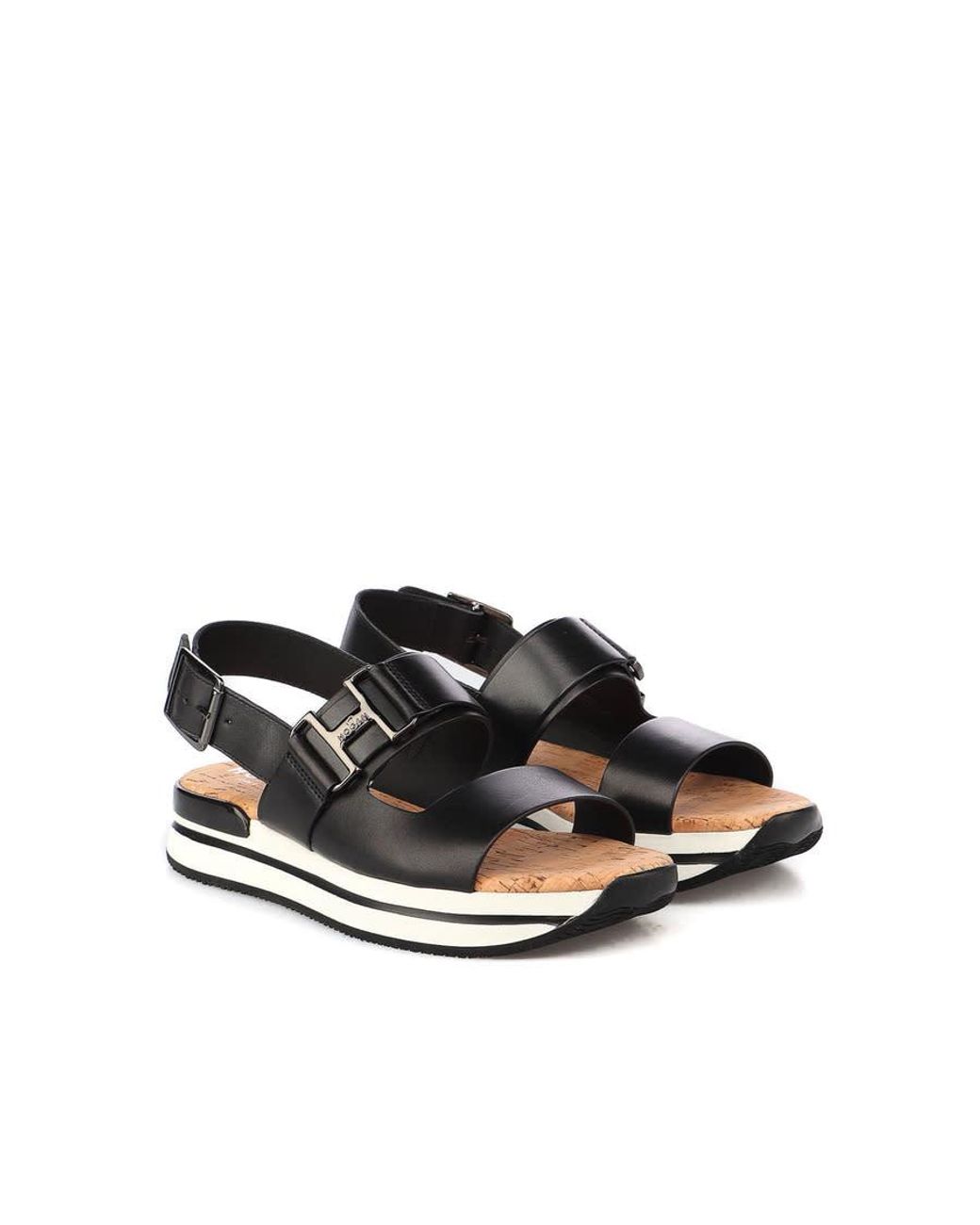 Hogan Black Flatform Sandals