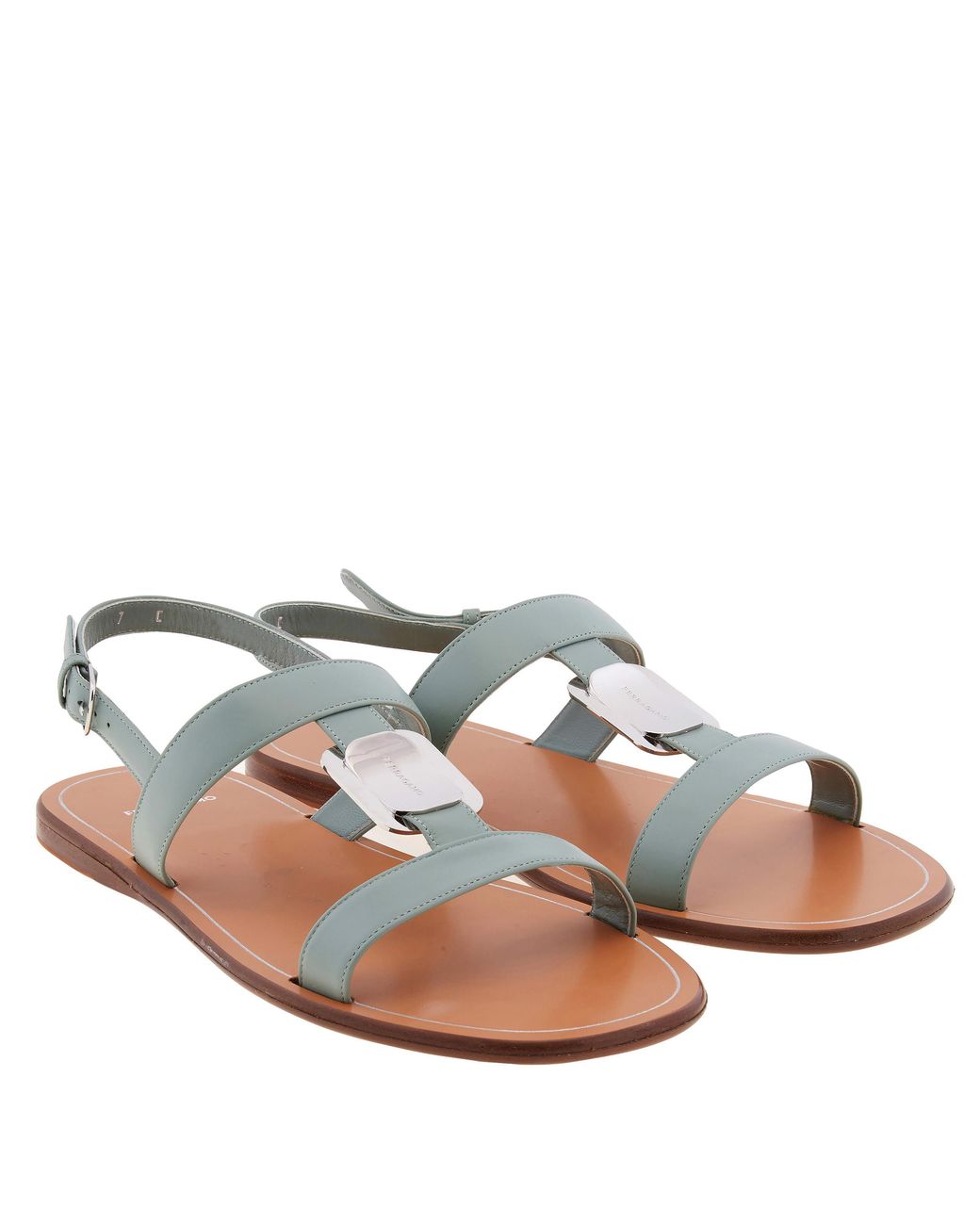Ferragamo Green Vida Nappa Flat Sandals