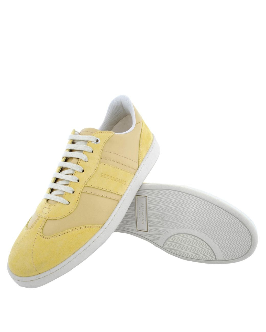 Ferragamo Yellow Ferragamo Achille Signature Low-Top Sneakers, Size 9 for men