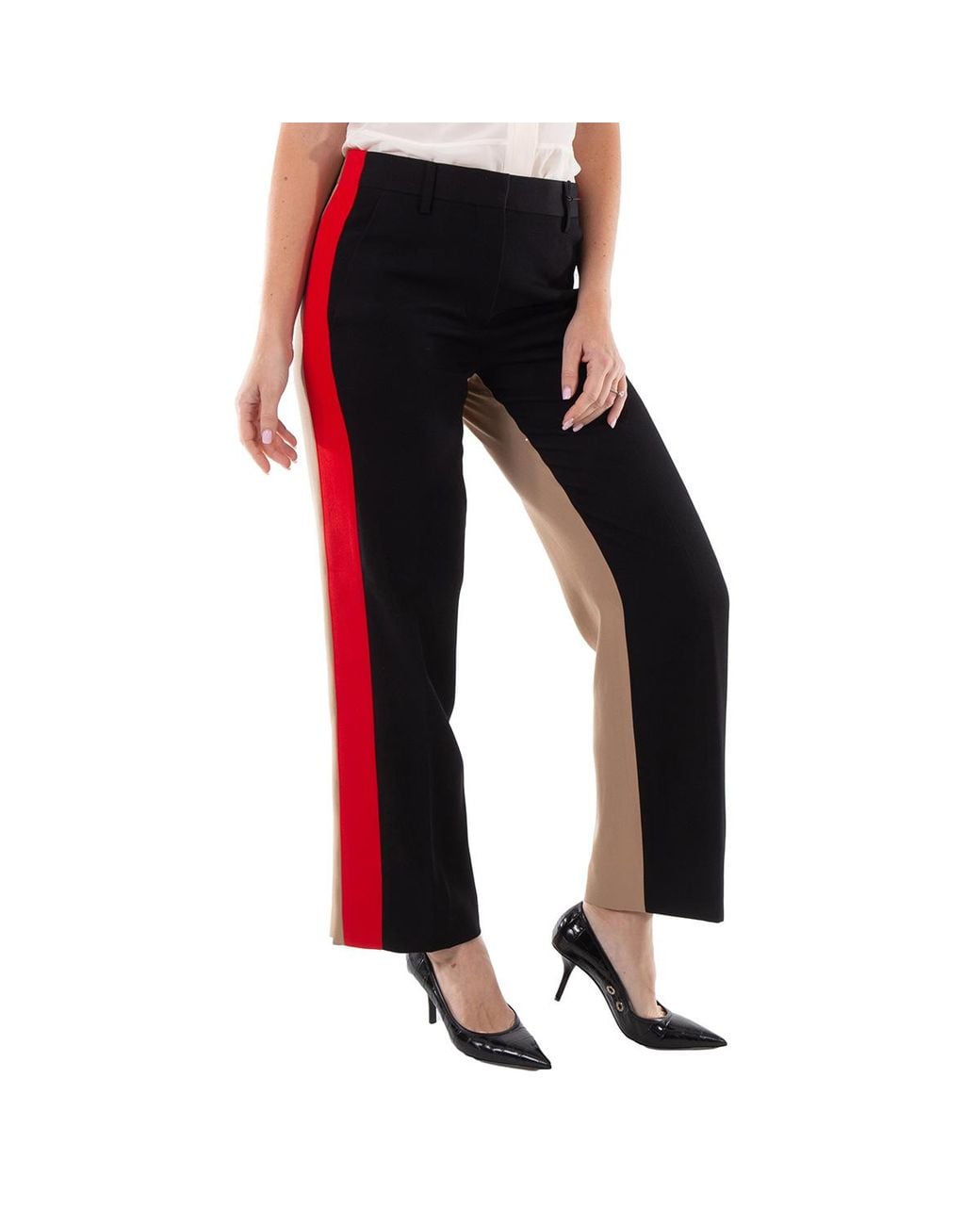 Burberry Black Ladies Lottie Contrast Panel Tailored Trousers, Brand Size 2 (Us