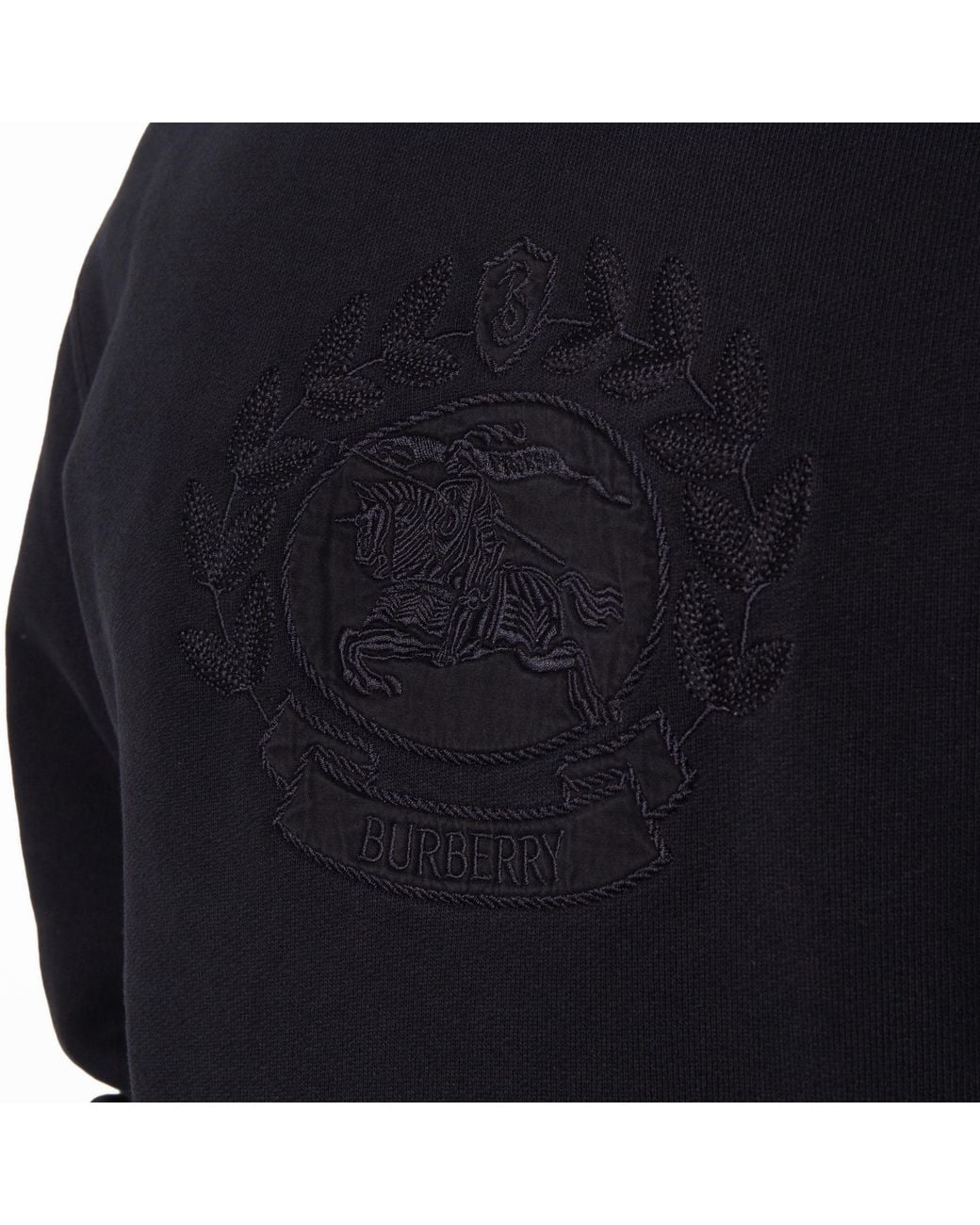 Burberry Black Ekd Embroidered Cotton Sweatshirt for men