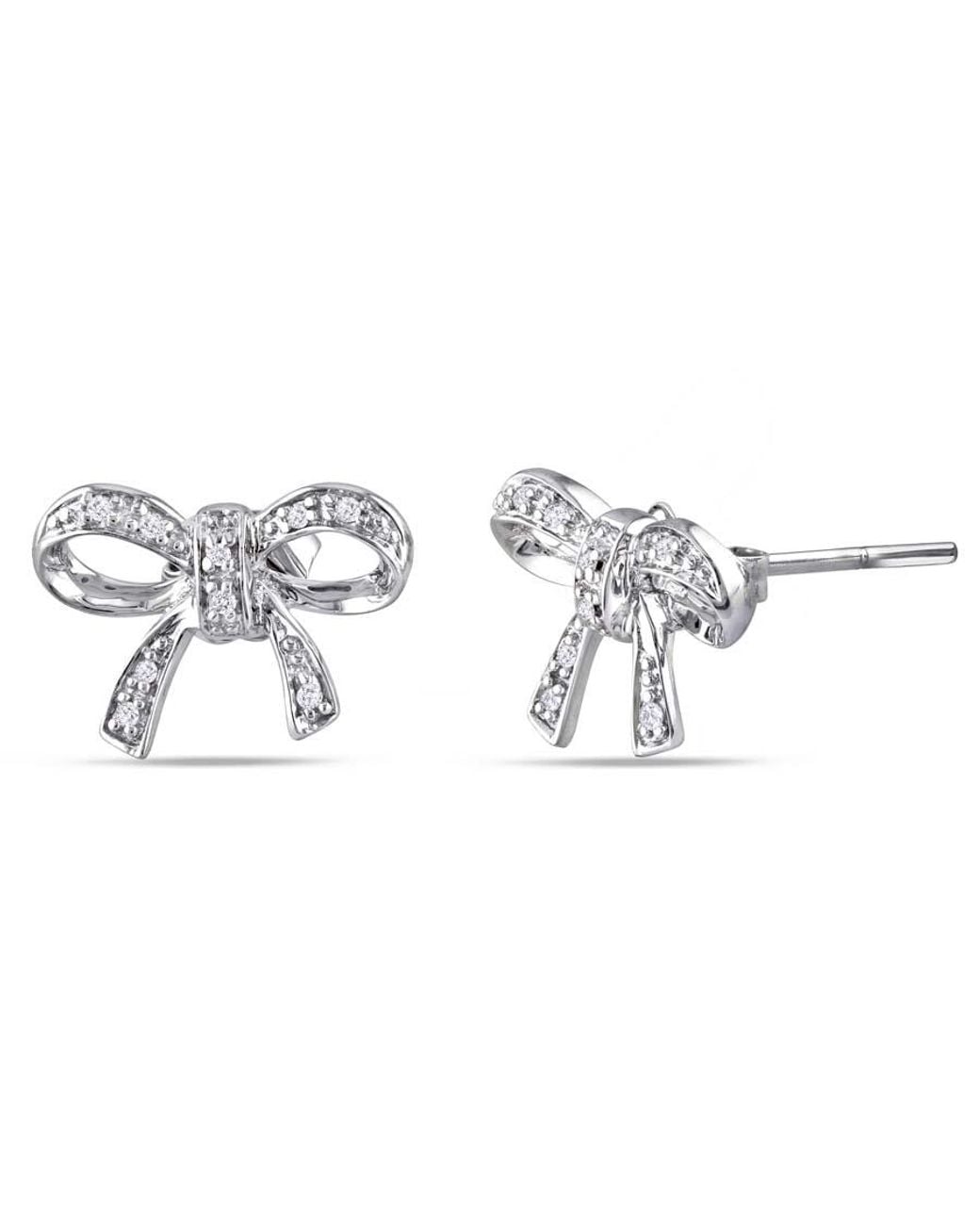 Amour Metallic Diamond Bow Stud Earrings for men