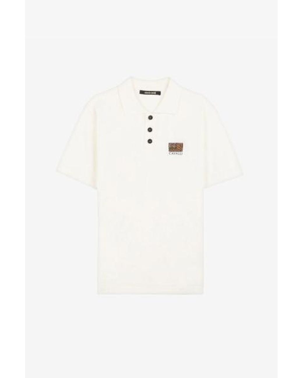 Roberto Cavalli Natural Logo Patch Cotton Polo Shirt for men