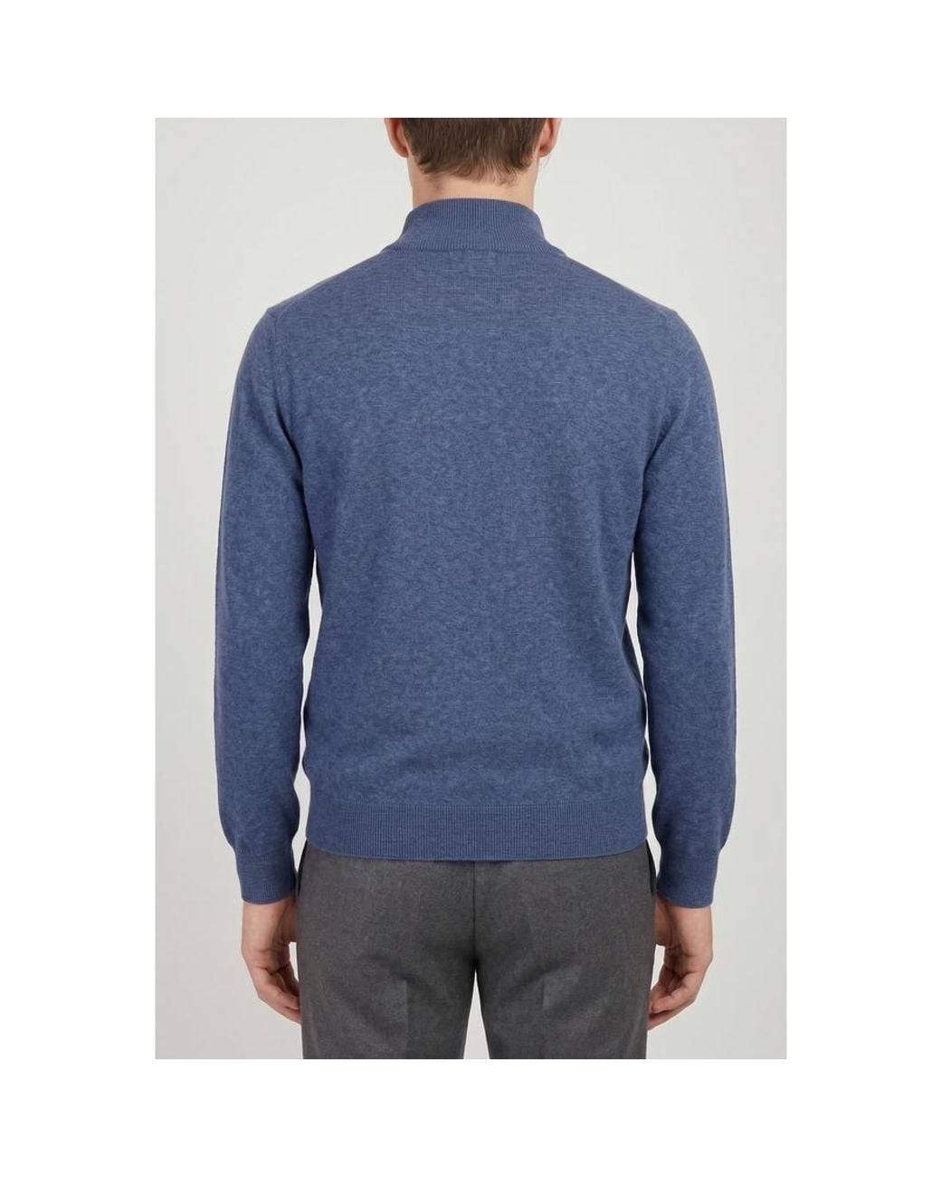 Brunello Cucinelli Blue Wool Zip Sweater, Brand Size 60 (Us for men