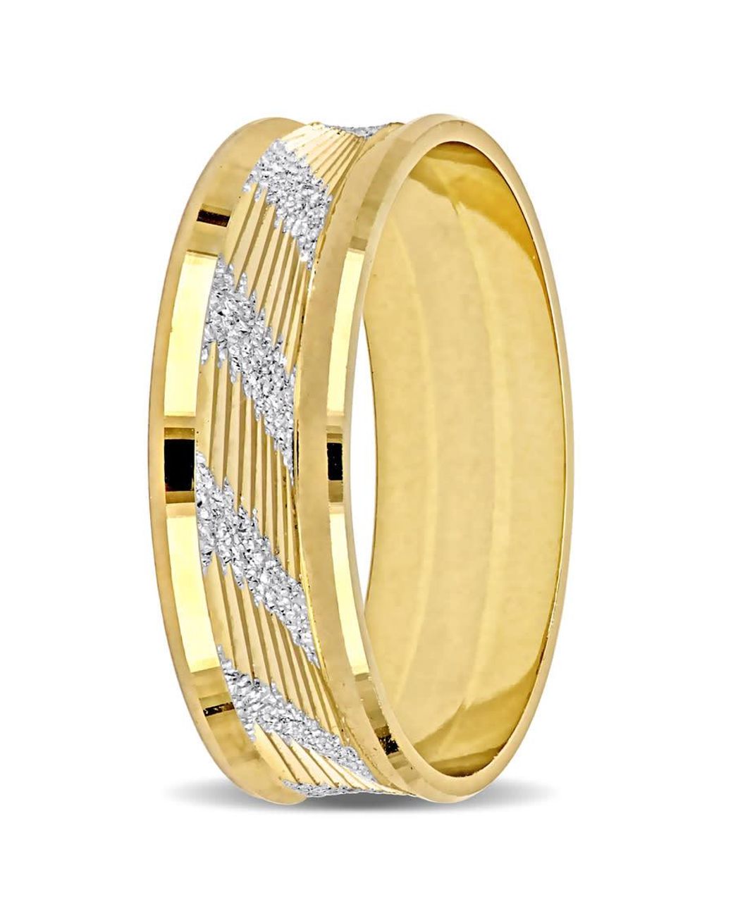 Amour Metallic 6Mm Ribbed And Striped Curved Wedding Band for men