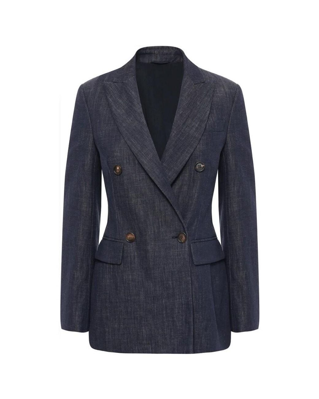 Brunello Cucinelli Blue Dark Double Breasted Blazer, Brand Size 50 (Us for men