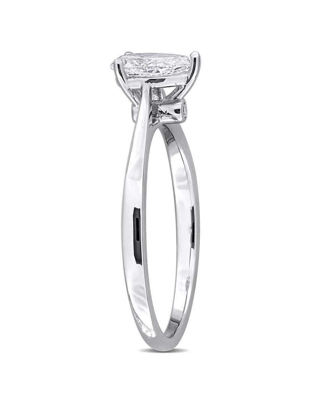Created Forever Metallic 1/2Ct Tw Pear-Shaped Lab-Grown Diamond Solitaire Engagement Ring With Side Accents for men