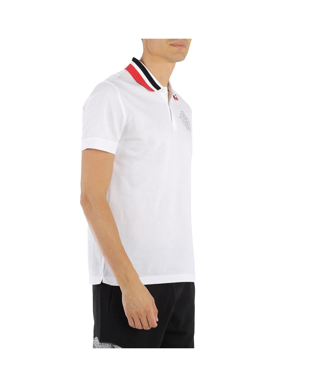 Roberto Cavalli White Rc Monogram Cotton Polo Shirt for men