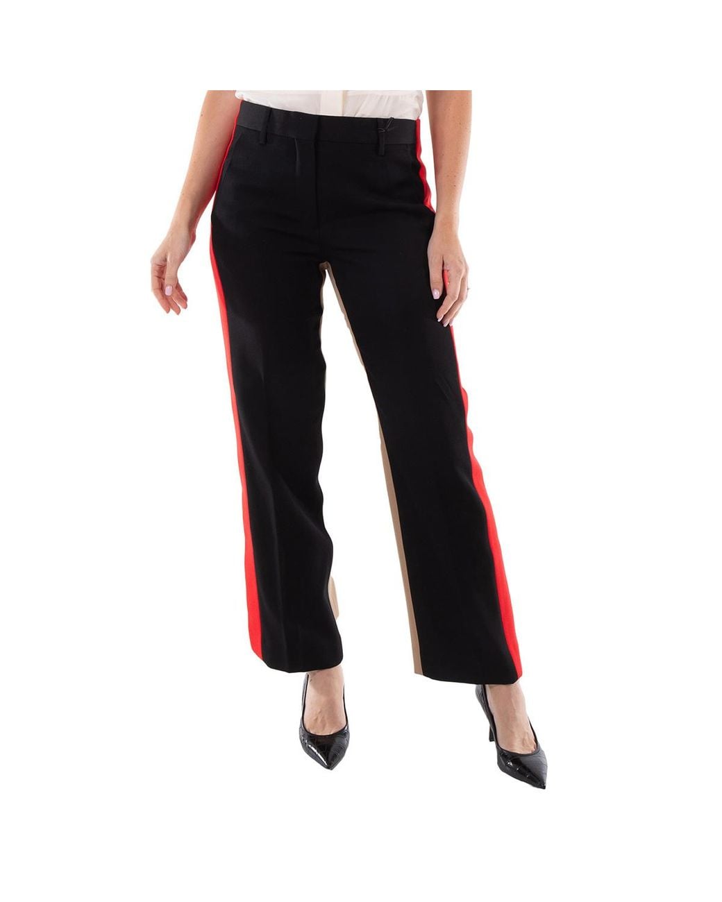 Burberry Black Ladies Lottie Contrast Panel Tailored Trousers, Brand Size 2 (Us