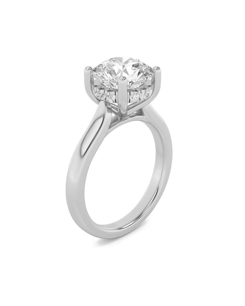 Mure And Co Metallic 2Ctw Round Shaped Lab Grown Diamond (F/Vs) Hidden Halo Cathedral Shank Engagement Ring for men
