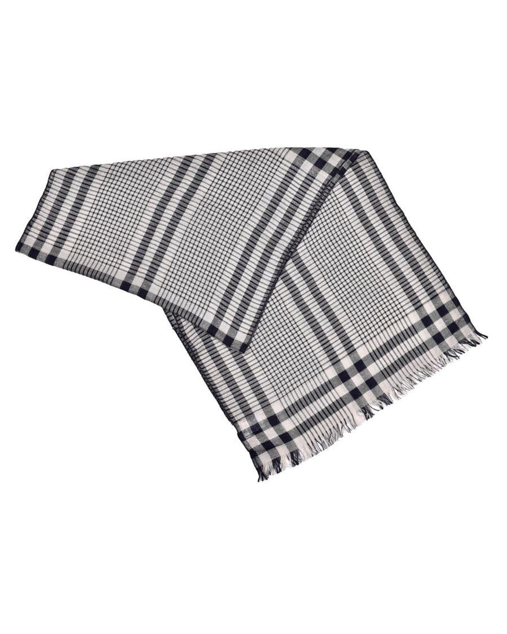 Blend In Brunello Cucinelli Desert Wool Silk Blend Checkered Scarf in Grey for ...