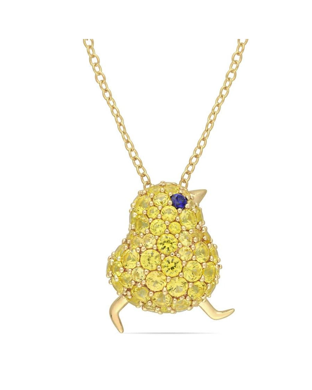 Amour Yellow 3 Ct Tgw Created And Sapphire Chick Necklace for men