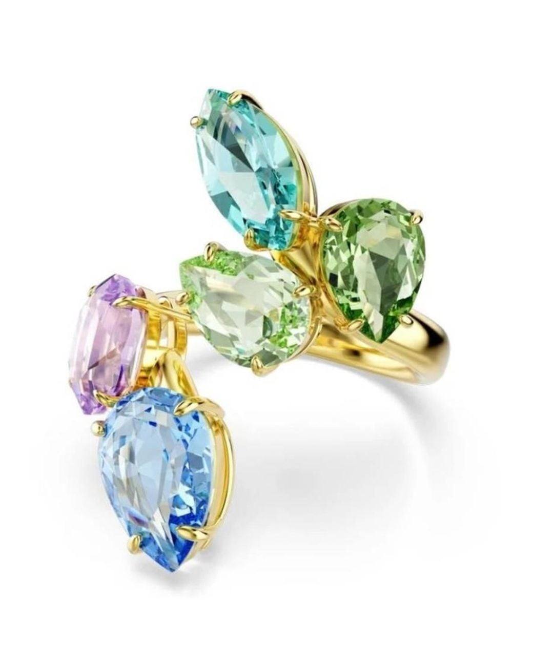 Swarovski Green Gema Crystal Open Ring for men